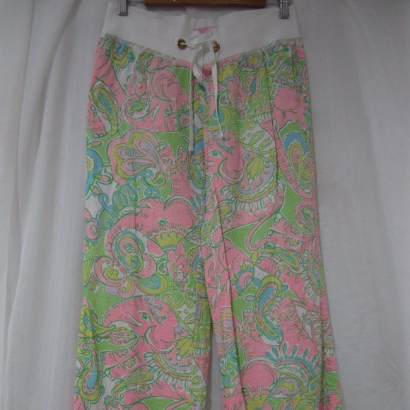 Lilly Pulitzer S The Beach Pants Chin Chin Linen - Picture 1 of 8
